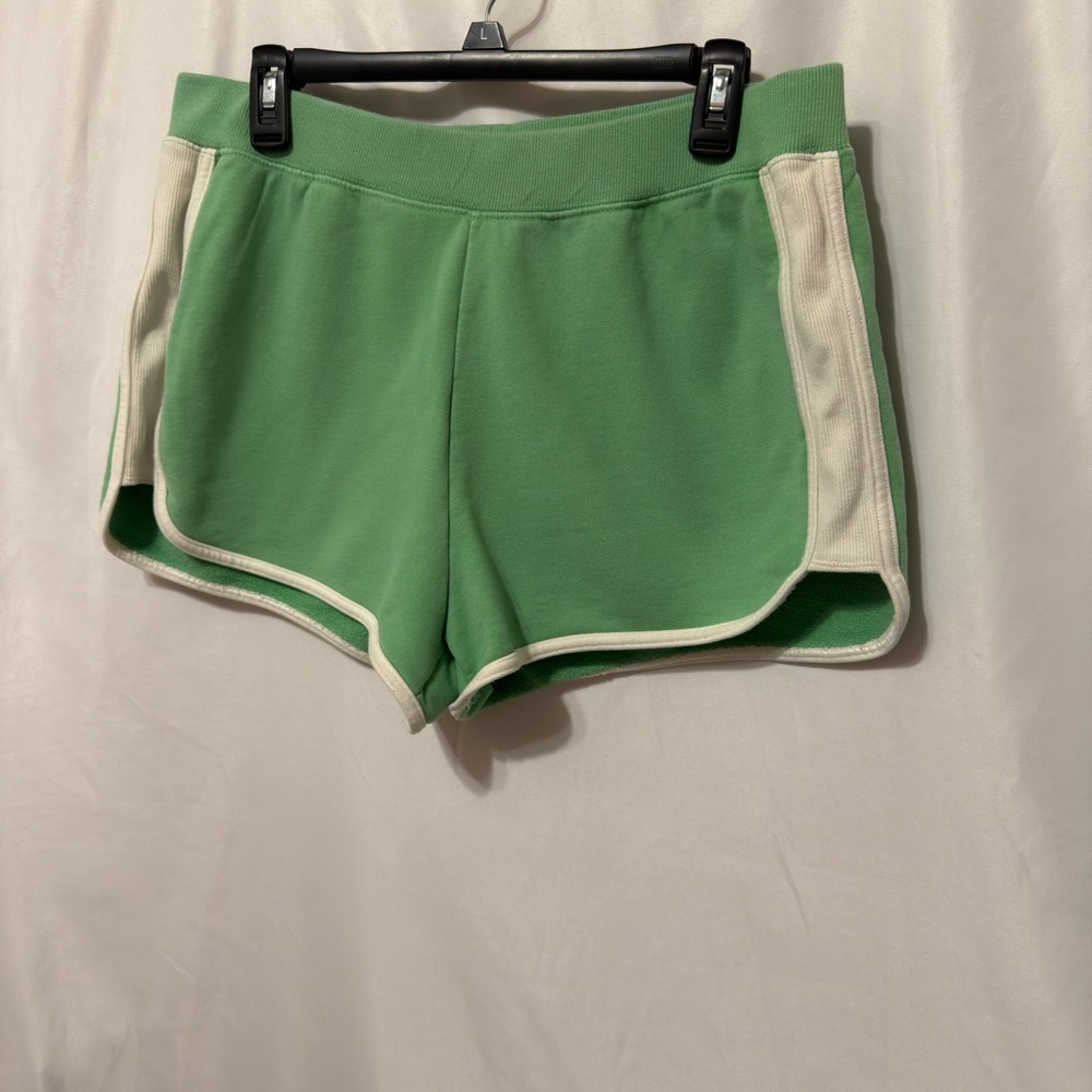 Offline by Aerie Green Athletic Track Shorts with White Stripe Size Large